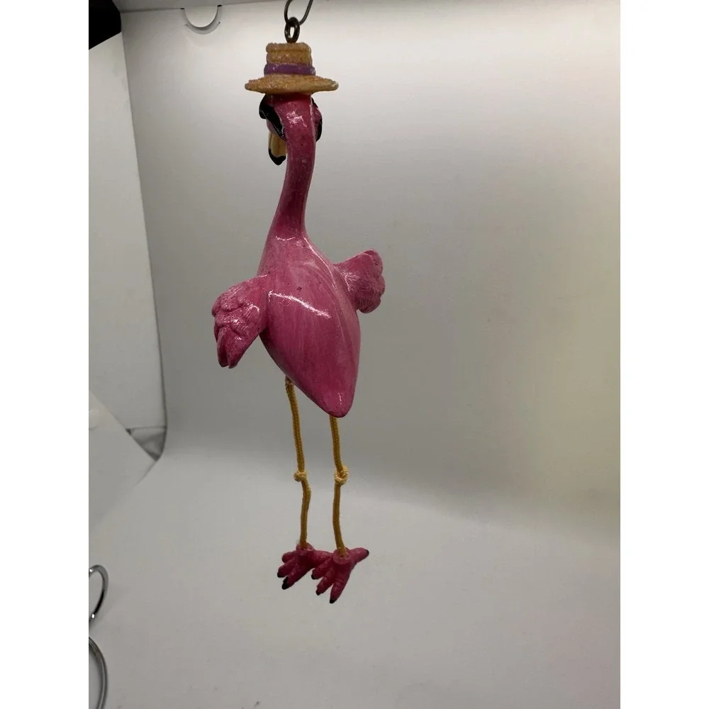 Flamingo Ornament with‎ Straw Hat & Sunglasses Tropical Beach Christmas Decor
